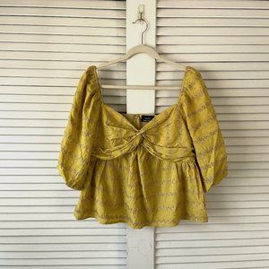 Brand NEW! Divine Textured Puff Sleeve Top - Mustard